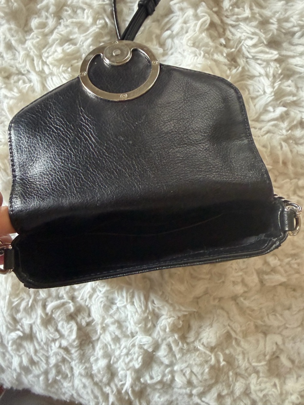Michael Kors Black Leather Crossbody with Silver MK Medallion - Picture 3 of 3